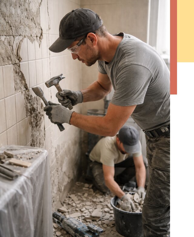 Демонтаж плитки со стен в Кинели от 866 руб. — быстро и недорого | ОТДЕЛОЧНИК-Кнл