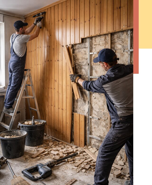 Демонтаж вагонки со стен в Кинели от 1477 руб. — снятие, удаление, срочно | ОТДЕЛОЧНИК-Кнл