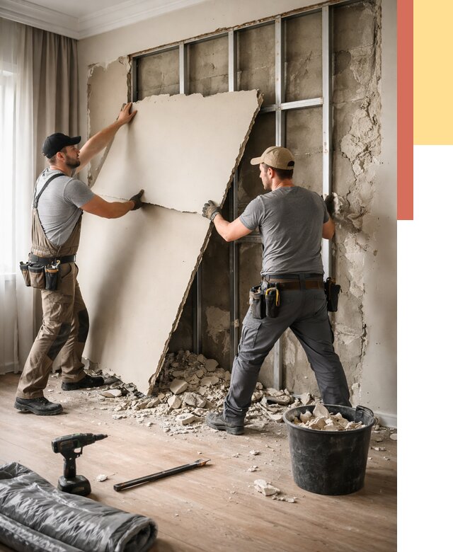 Демонтаж гипсокартона со стен в Кинели от 357 руб. — услуги демонтажа | ОТДЕЛОЧНИК-Кнл