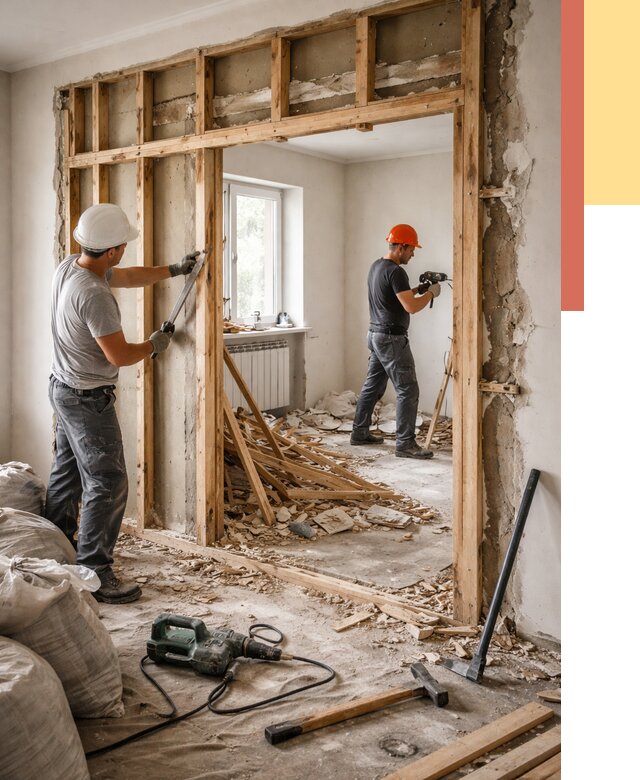 Демонтаж деревянных перегородок в Кинели от 3260 руб. — быстро и недорого | ОТДЕЛОЧНИК-Кнл