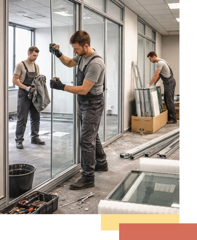 Демонтаж стеклянных перегородок в Кинели быстро и безопасно