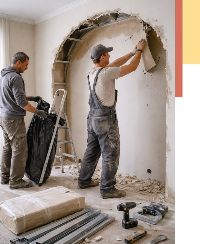 Демонтаж арки из гипсокартона в Кинели от 3566 руб. — услуги под ключ | ОТДЕЛОЧНИК-Кнл