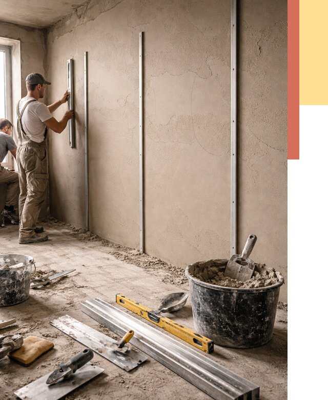 Штукатурка стен по маякам в Кинели от 5603 руб./м² — выравнивание под ключ | ОТДЕЛОЧНИК-Кнл