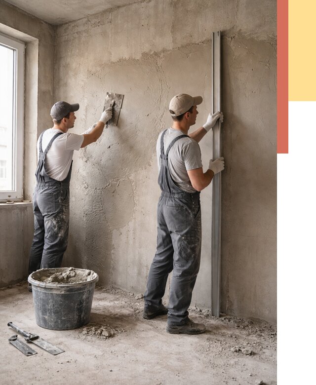 Штукатурка бетонных стен в Кинели от 4585 руб/м² — качественно и быстро | ОТДЕЛОЧНИК-Кнл