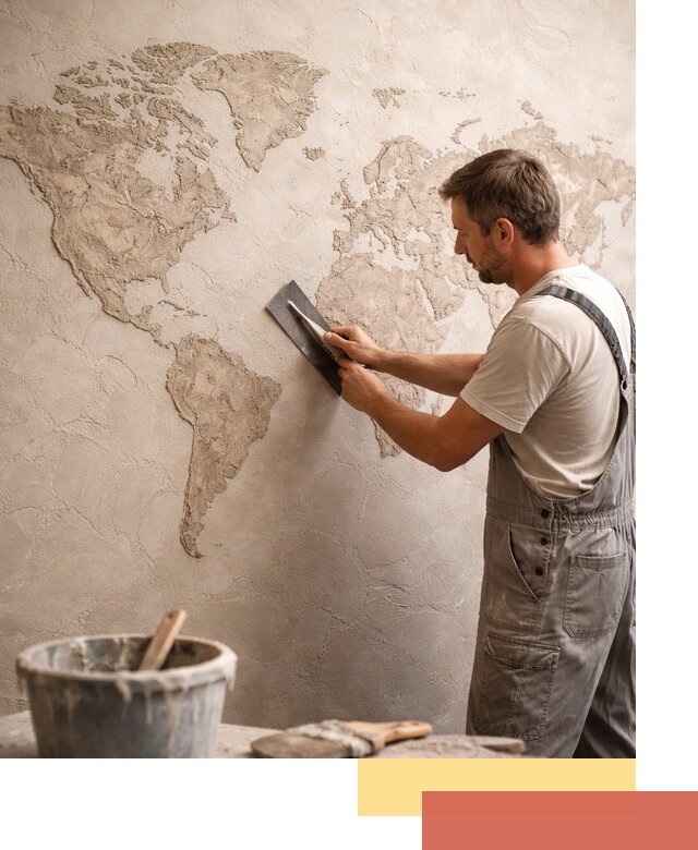 Декоративная штукатурка «Карта мира» под ключ в Кинели