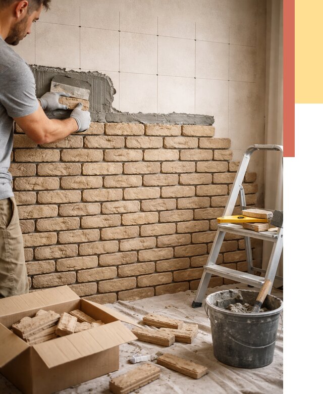 Монтаж декоративного кирпича в Кинели от 3260 руб./м² — быстро и недорого | ОТДЕЛОЧНИК-Кнл