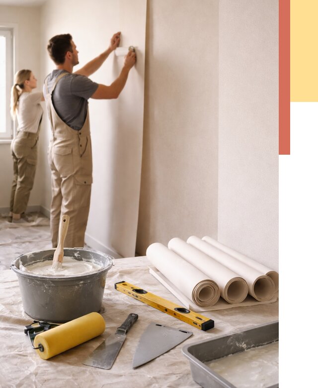 Поклейка бумажных обоев в Кинели от 5603 руб./м2 — быстро и недорого | ОТДЕЛОЧНИК-Кнл