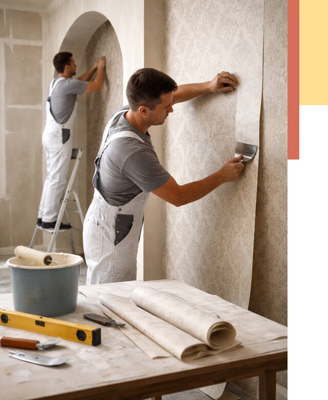 Поклейка обоев на сложные стены в Кинели от 2853 руб. под ключ | ОТДЕЛОЧНИК-Кнл