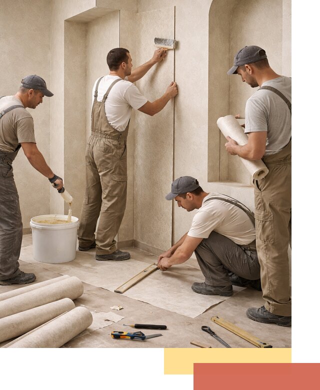 Поклейка обоев на сложные стены и неровные поверхности в Кинели