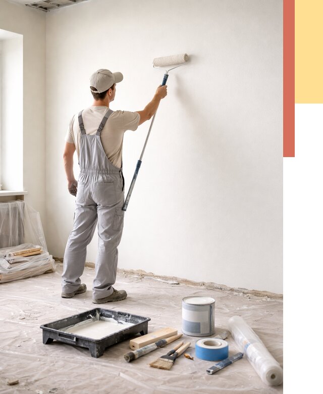 Покраска стен водоэмульсионной краской в Кинели от 458 руб. за м² | ОТДЕЛОЧНИК-Кнл