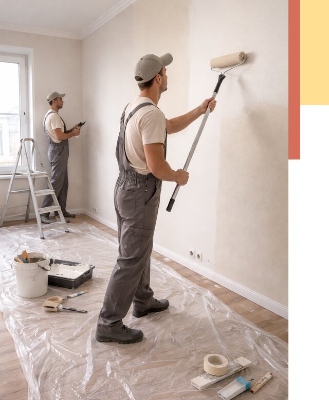 Покраска стен акриловой краской в Кинели от 3566 руб./м² — быстро и недорого | ОТДЕЛОЧНИК-Кнл