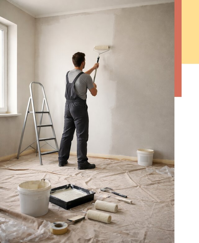 Покраска стен моющейся краской в Кинели от 357 руб./м² — быстро и недорого | ОТДЕЛОЧНИК-Кнл