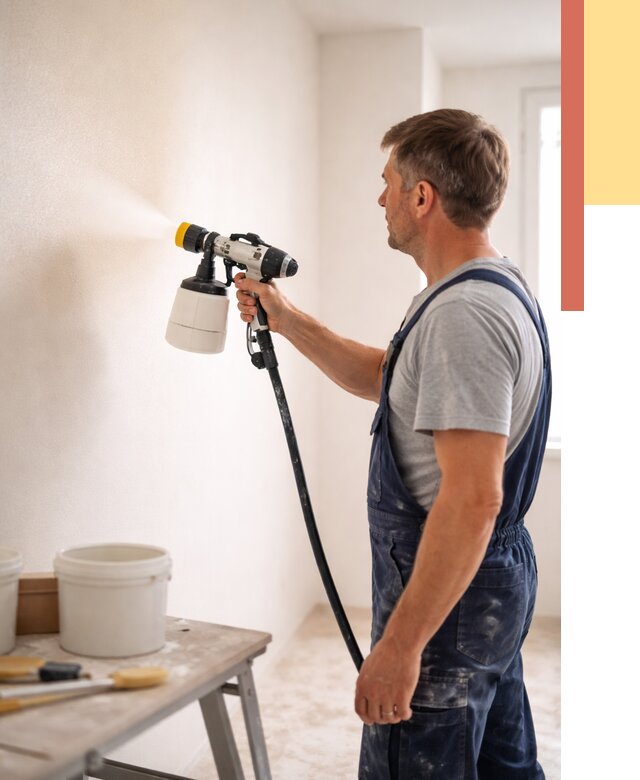 Покраска стен краскопультом в Кинели от 7641 руб. — механизированная покраска | ОТДЕЛОЧНИК-Кнл