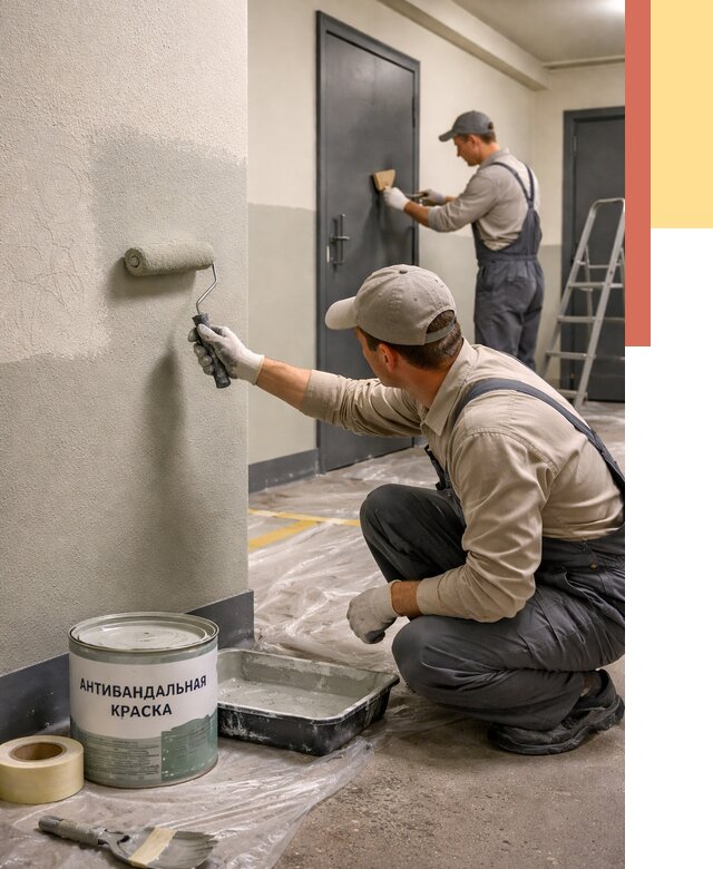 Покраска стен антивандальной краской в Кинели от 4585 руб./м² под ключ | ОТДЕЛОЧНИК-Кнл