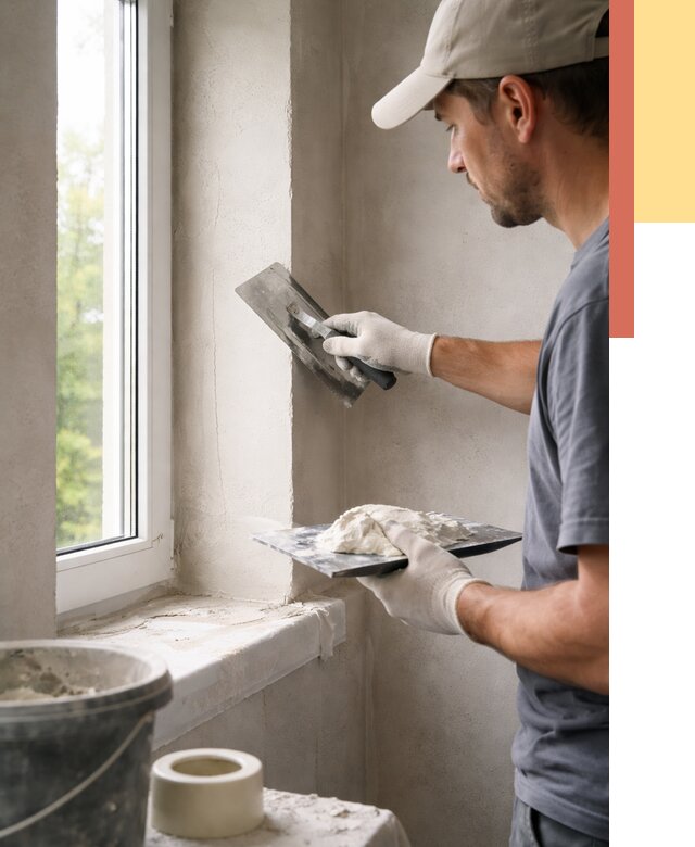 Штукатурка откосов в Кинели от 4585 руб/м² — услуги и выравнивание под ключ | ОТДЕЛОЧНИК-Кнл