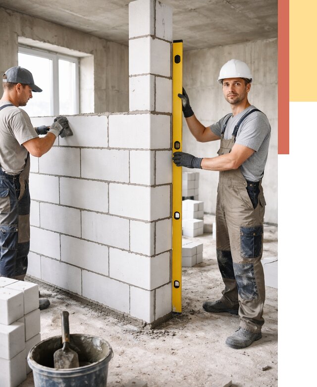 Кладка перегородок из пеноблока в Кинели от 1834 руб. под ключ | ОТДЕЛОЧНИК-Кнл