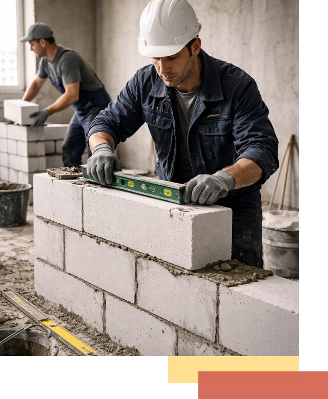 Кладка перегородок из пеноблока под ключ в Кинели