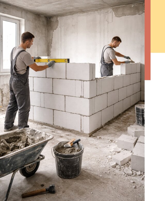 Кладка перегородок из ПГП в Кинели от 2547 руб./м2 — монтаж и возведение под ключ | ОТДЕЛОЧНИК-Кнл