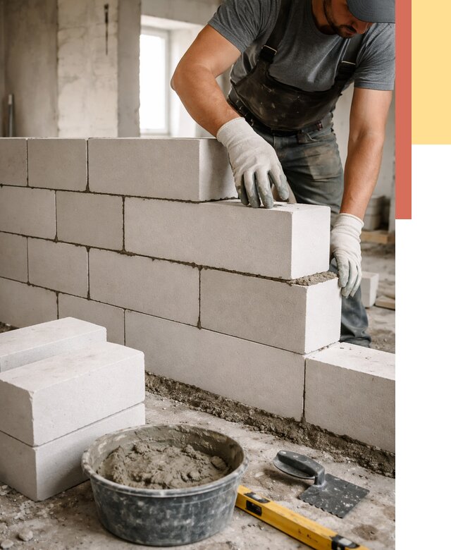 Кладка перегородок из силикатного блока в Кинели от 4075 руб. под ключ | ОТДЕЛОЧНИК-Кнл