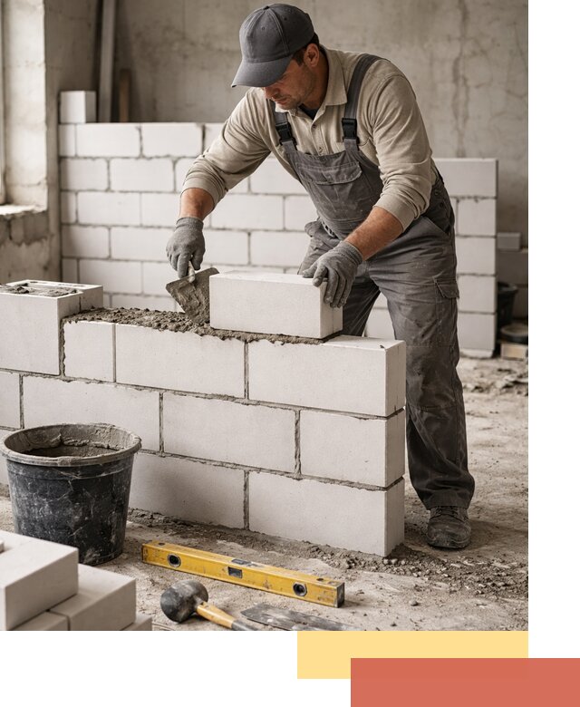 Кладка перегородок из силикатного блока в Кинели