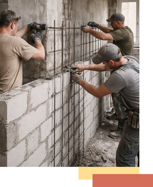 Армирование кладки перегородок в Кинели профессионально и надёжно