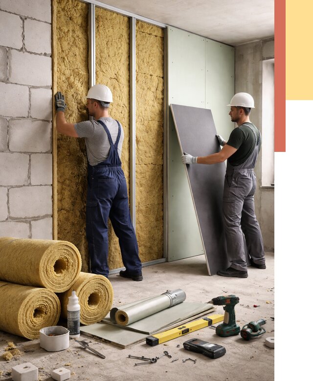 Шумоизоляция перегородок из блоков в Кинели от 1885 руб./м² — быстро и недорого | ОТДЕЛОЧНИК-Кнл