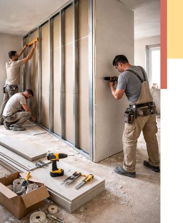 Монтаж однослойной перегородки из гипсокартона в Кинели от 662 руб. | ОТДЕЛОЧНИК-Кнл