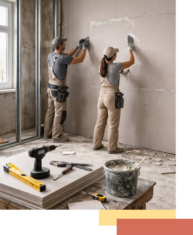 Монтаж двухслойной перегородки из гипсокартона в Кинели