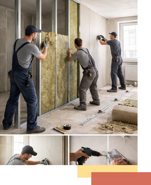 Перегородка из гипсокартона с шумоизоляцией в Кинели — монтаж под ключ