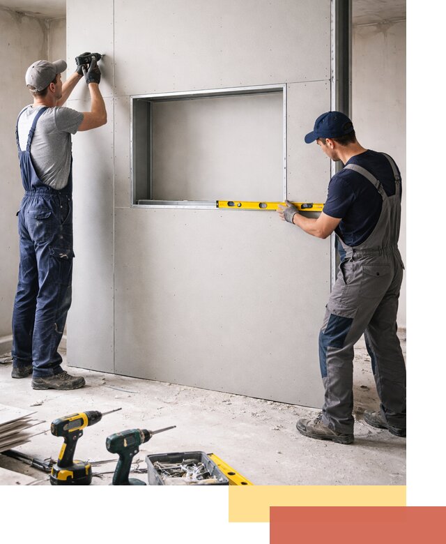 Перегородка из гипсокартона с нишей под декор в Кинели