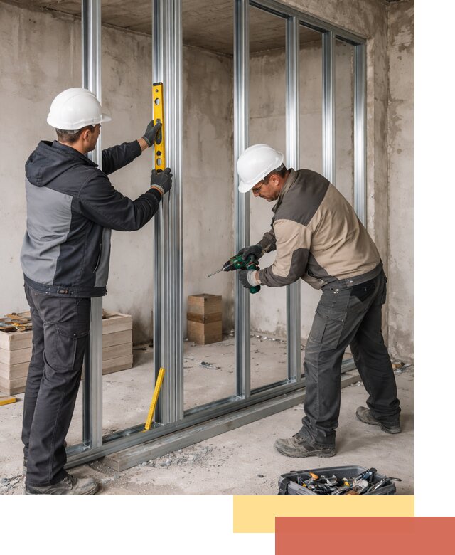 Монтаж каркаса перегородки из профиля в Кинели