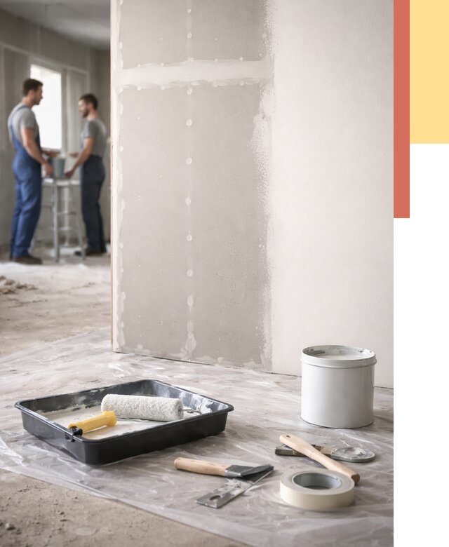 Покраска перегородок из гипсокартона в Кинели от 4585 руб. под ключ | ОТДЕЛОЧНИК-Кнл