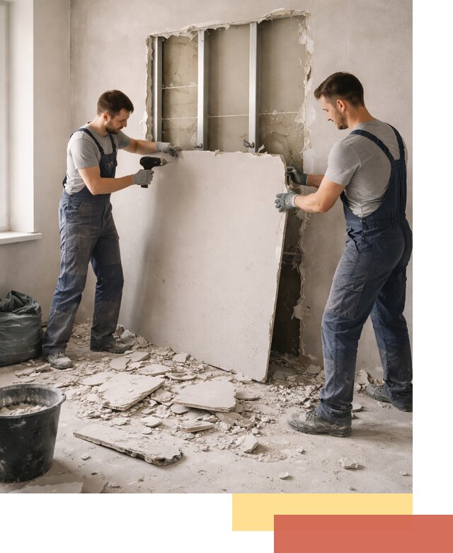 Демонтаж перегородки из гипсокартона в Кинели быстрый и аккуратный