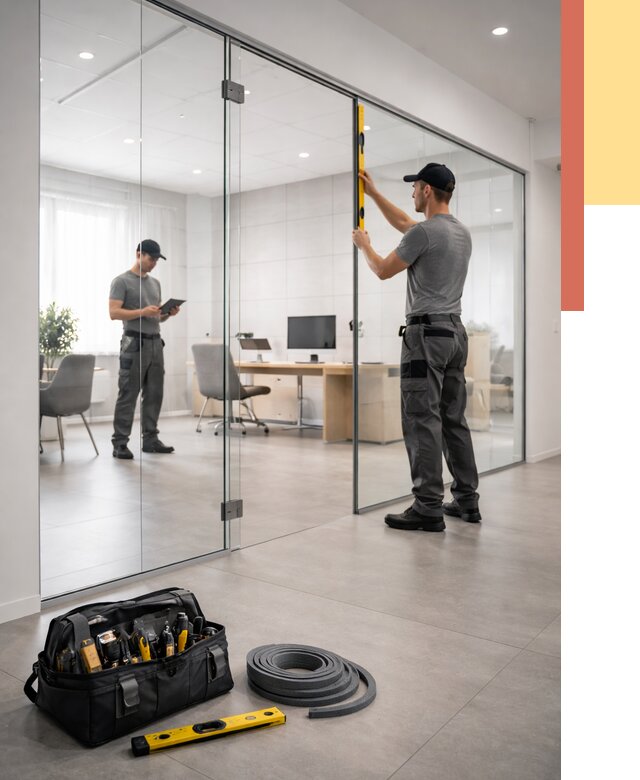 Цельностеклянные перегородки под ключ в Кинели от 9679 руб. — монтаж и цены | ОТДЕЛОЧНИК-Кнл