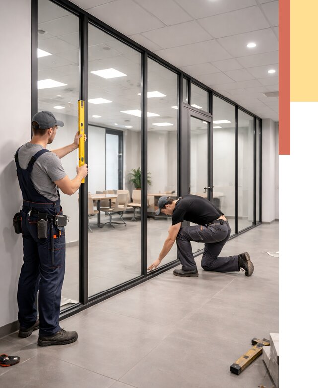 Каркасные стеклянные перегородки в Кинели под ключ от 9373 руб. | ОТДЕЛОЧНИК-Кнл