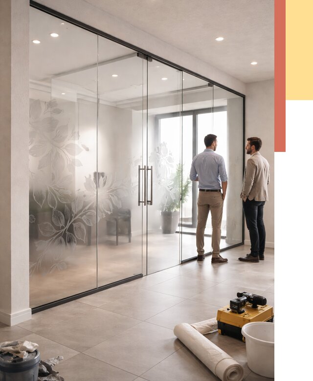 Стеклянные перегородки с рисунком в Кинели от 12735 руб. монтаж и нанесение | ОТДЕЛОЧНИК-Кнл