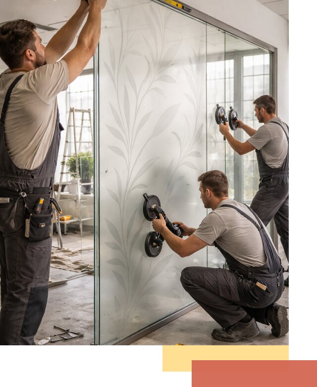 Стеклянные перегородки с рисунком на заказ в Кинели