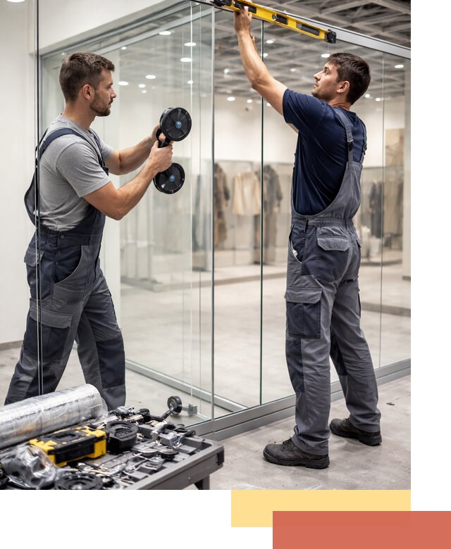 Стеклянные перегородки для магазинов в Кинели — монтаж и установка