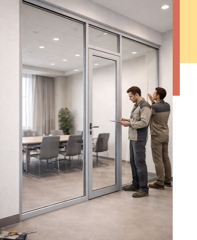 Установка и монтаж алюминиевых перегородок со стеклом в Кинели от 8354 руб. | ОТДЕЛОЧНИК-Кнл