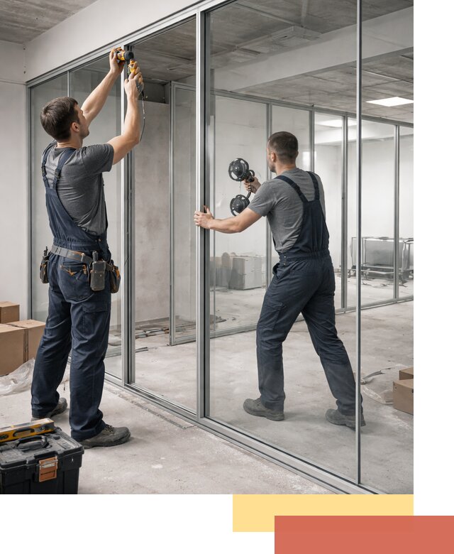 Алюминиевые перегородки со стеклом в Кинели — изготовление и монтаж