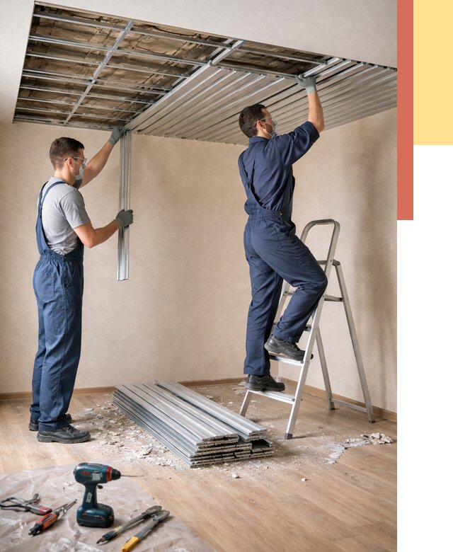 Демонтаж реечного потолка в Кинели от 4585 руб. быстро и недорого | ОТДЕЛОЧНИК-Кнл