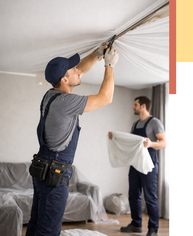 Демонтаж натяжного потолка в Кинели от 4585 руб. — снятие и разбор под ключ | ОТДЕЛОЧНИК-Кнл