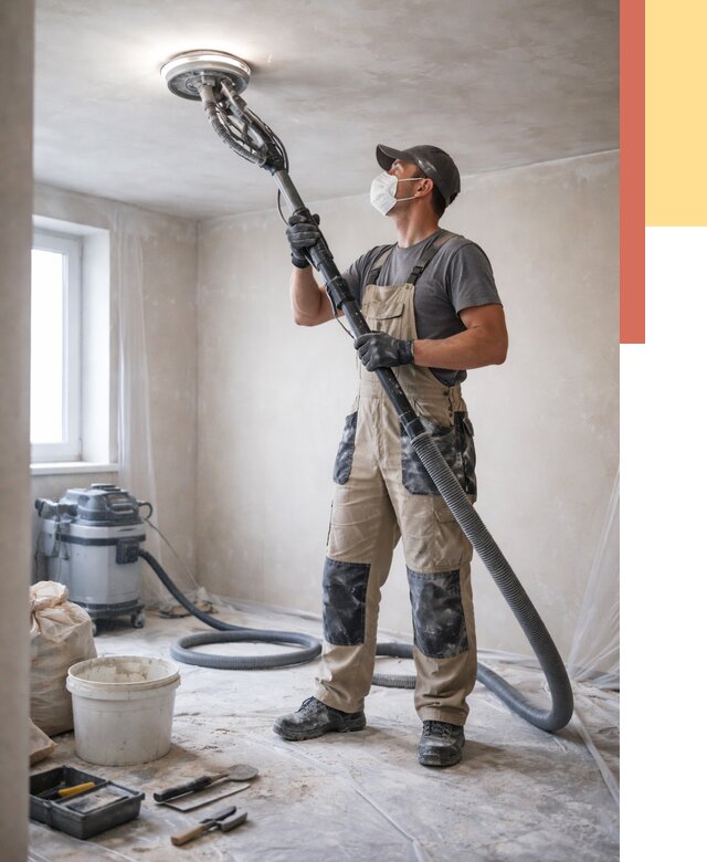 Шлифовка потолка в Кинели от 3566 руб. — услуги шлифования потолка | ОТДЕЛОЧНИК-Кнл