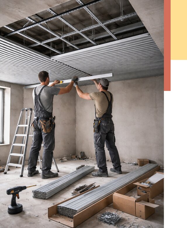 Монтаж реечного потолка в Кинели от 4585 руб. под ключ | ОТДЕЛОЧНИК-Кнл