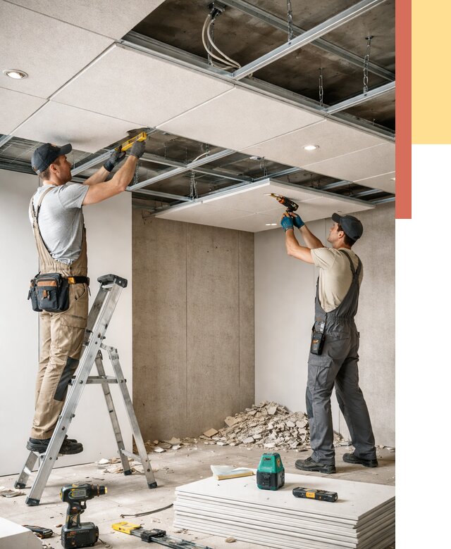 Монтаж акустического потолка в Кинели от 6622 руб/м2 — быстро и недорого | ОТДЕЛОЧНИК-Кнл