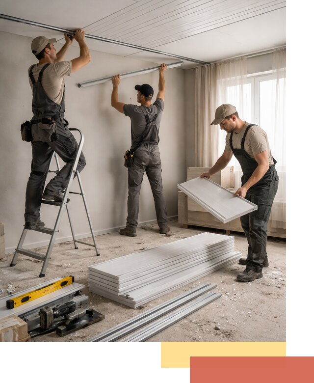 Монтаж потолка из ПВХ панелей в Кинели оперативно и качественно