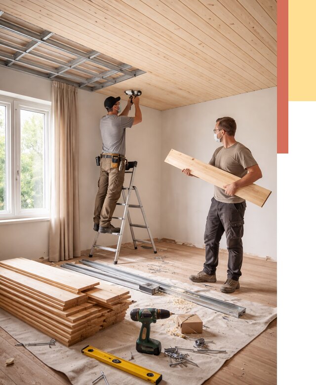 Монтаж потолка из вагонки в Кинели от 6622 руб. | Быстро и недорого — ОТДЕЛОЧНИК-Кнл