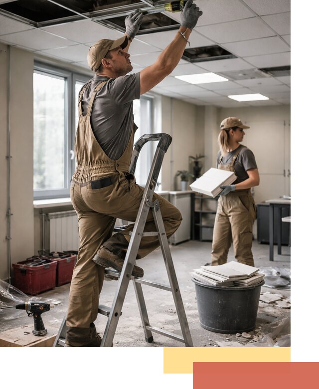 Ремонт потолка Армстронг и замена плит в Кинели