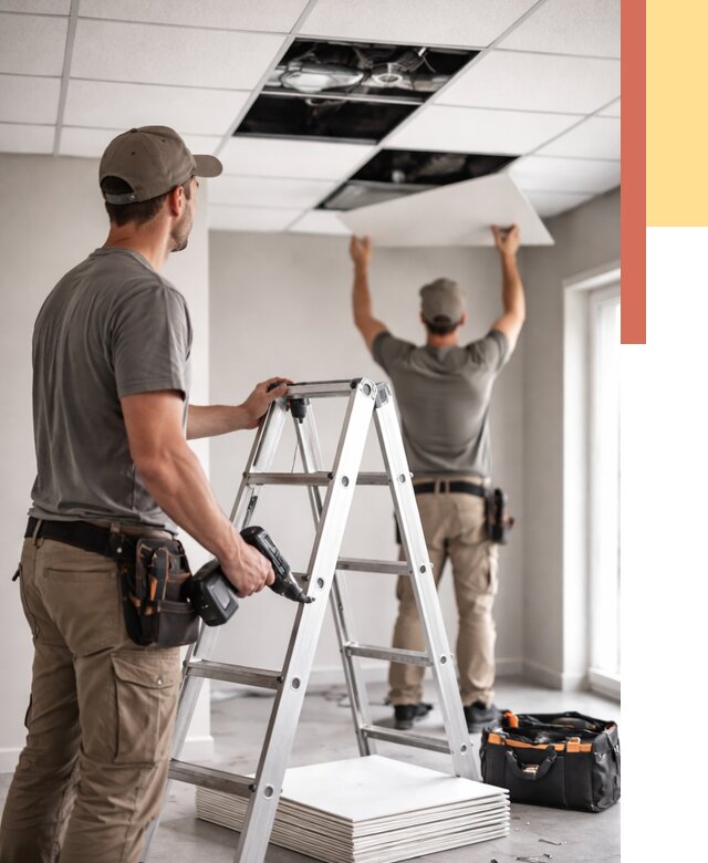 Обслуживание подвесного потолка в Кинели от 3566 руб. — быстро и недорого | ОТДЕЛОЧНИК-Кнл