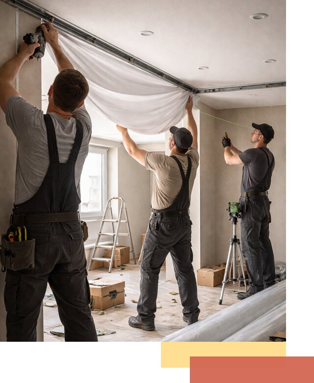 Монтаж парящего натяжного потолка под ключ в Кинели